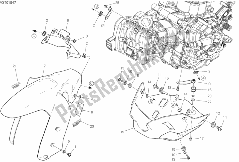 Todas as partes de 34b - Carenagem do Ducati Multistrada 950 USA 2020